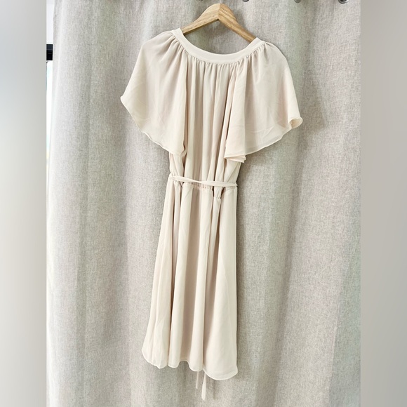 H&M Chiffon Drawstring Waist Dress Beige cream, Size L - Picture 6 of 7